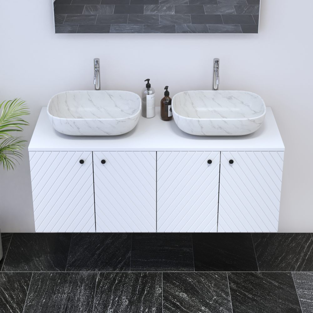 Avela 4D 120 Double Sink Floating Bathroom Vanity