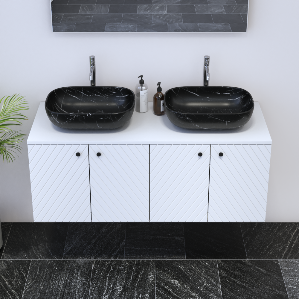 Avela 4D 120 Double Sink Floating Bathroom Vanity