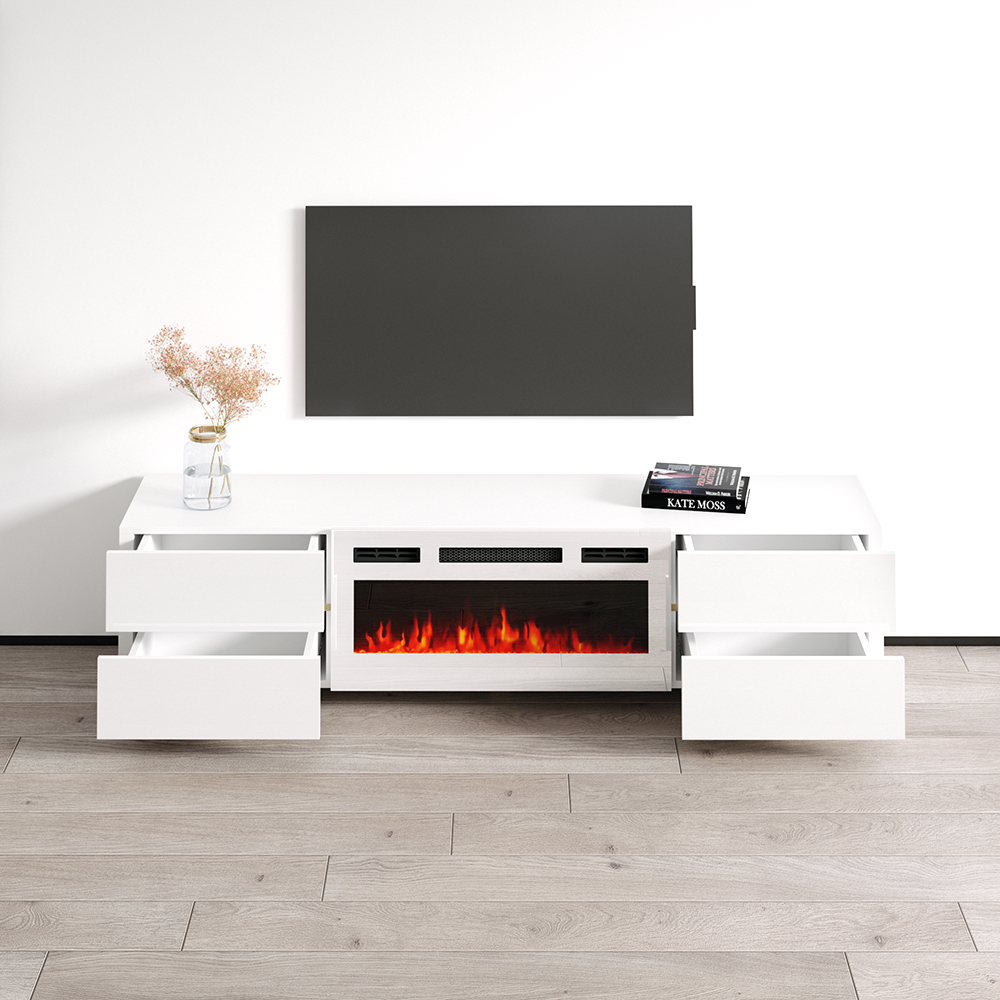 Bono 01 WH-EF Fireplace TV Stand