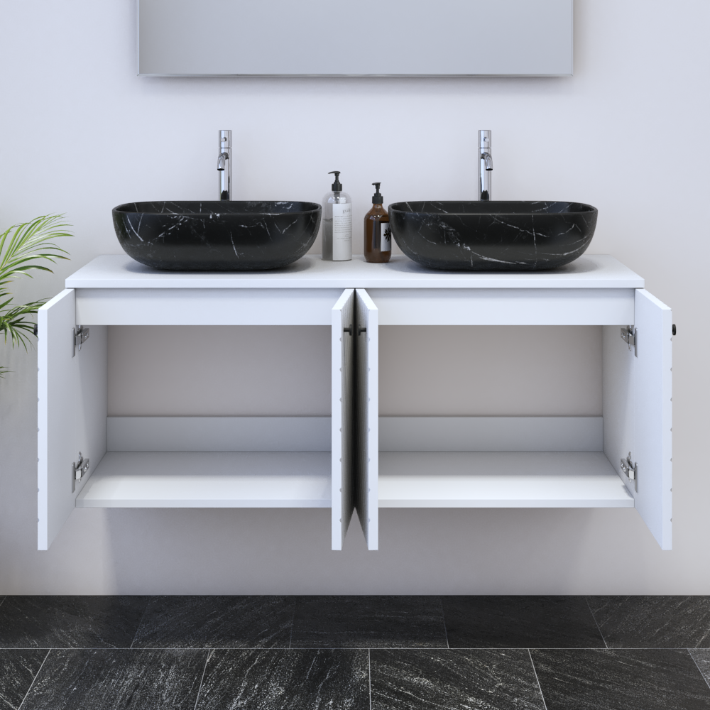 Avela 4D 120 Double Sink Floating Bathroom Vanity