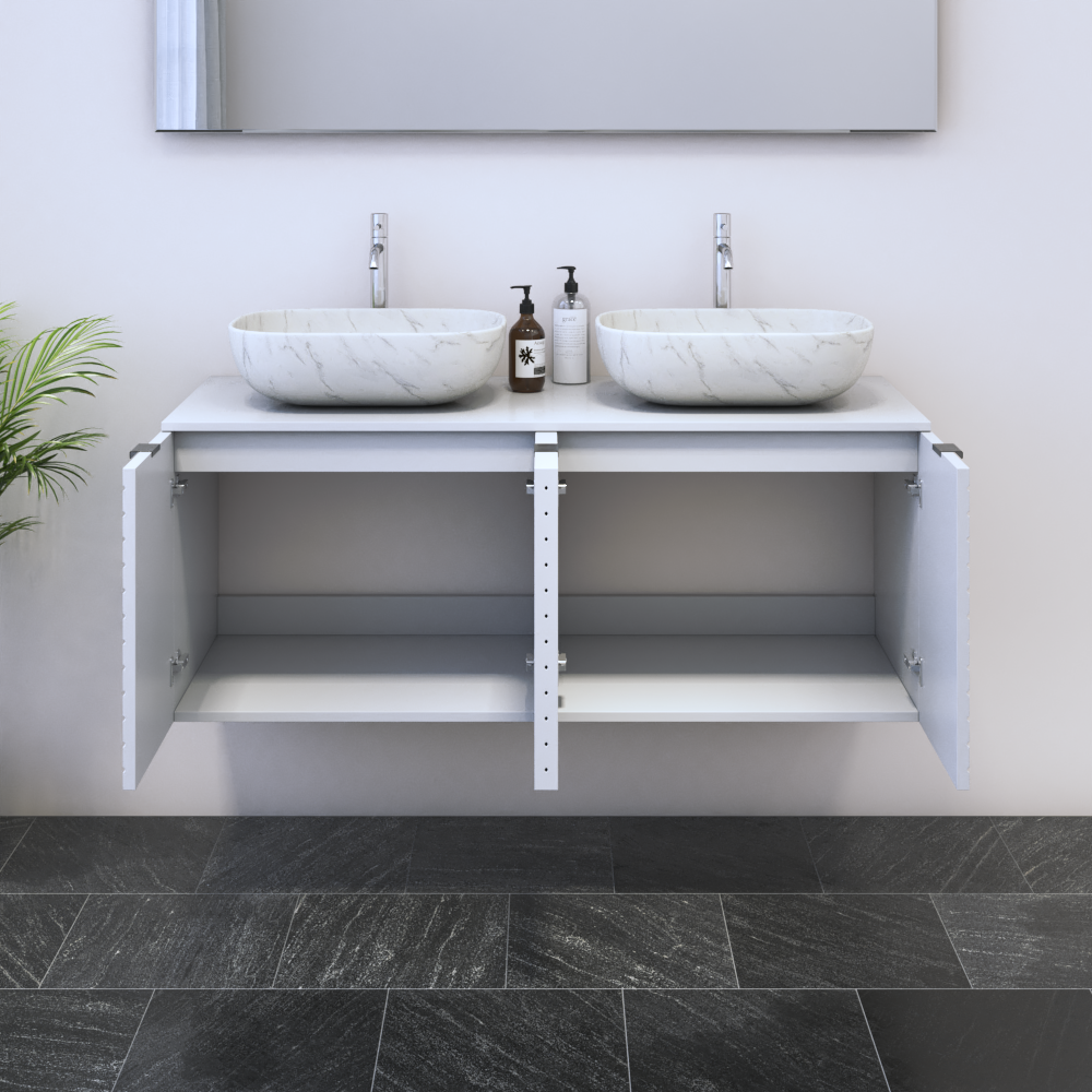 Capri 4D 120 Double Sink Floating Bathroom Vanity