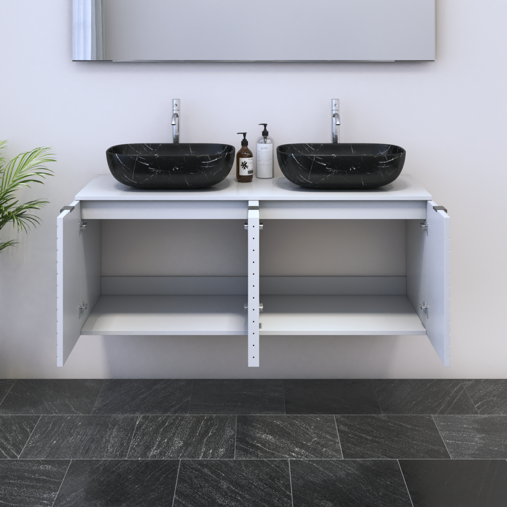 Capri 4D 120 Double Sink Floating Bathroom Vanity