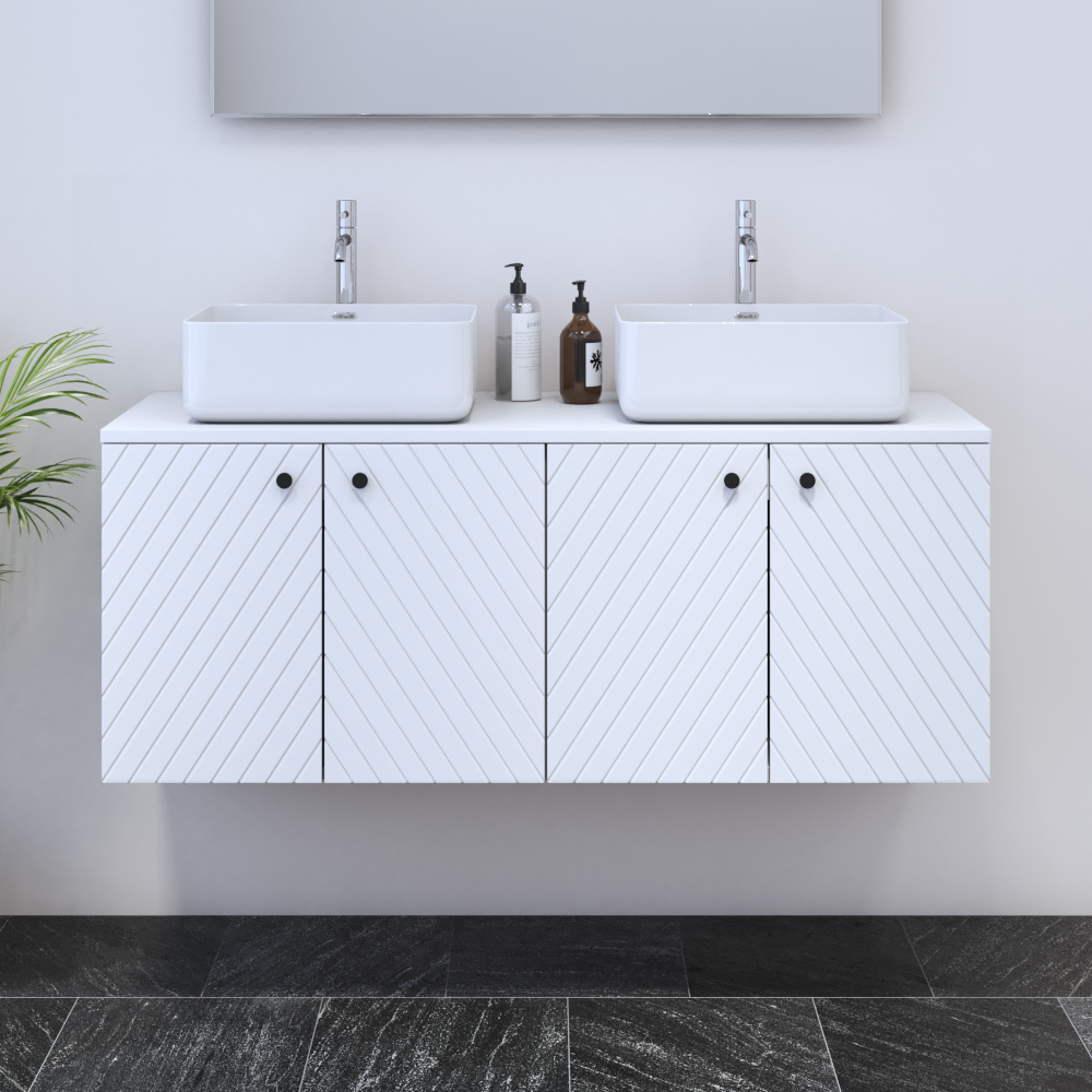 Avela 4D 120 Double Sink Floating Bathroom Vanity