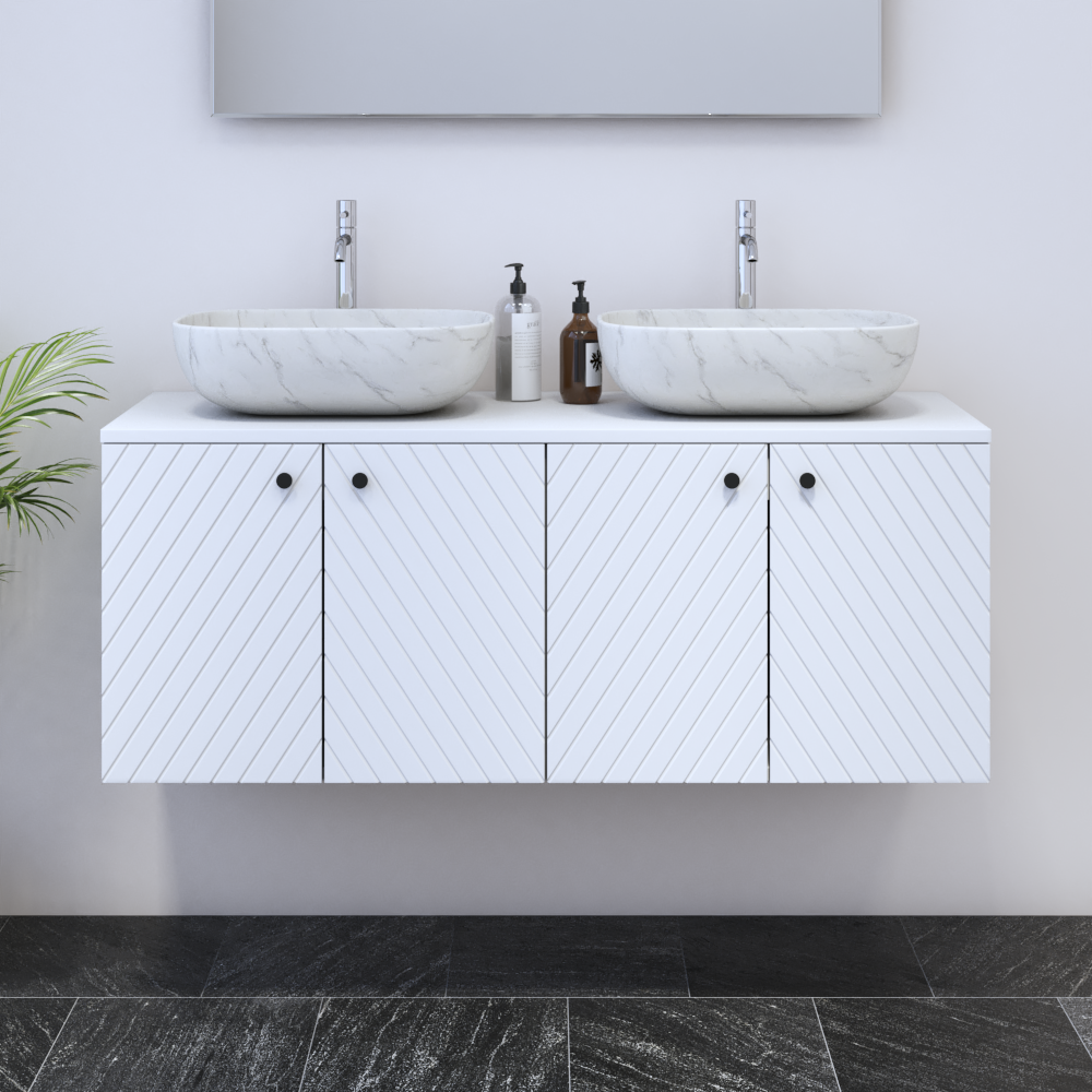 Avela 4D 120 Double Sink Floating Bathroom Vanity